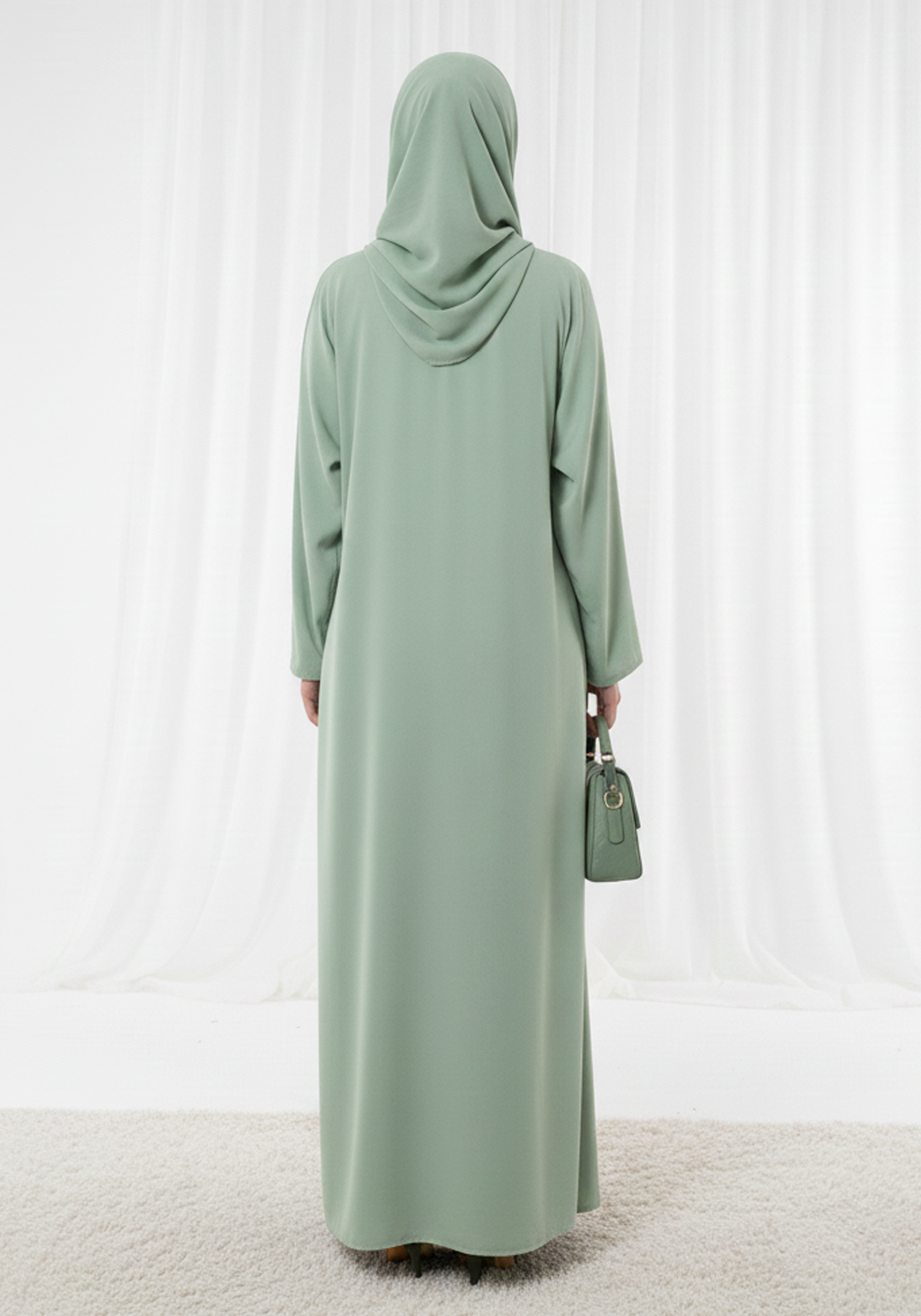 Harir Maqsood Green Prayer Abaya I Attached Hijab Design