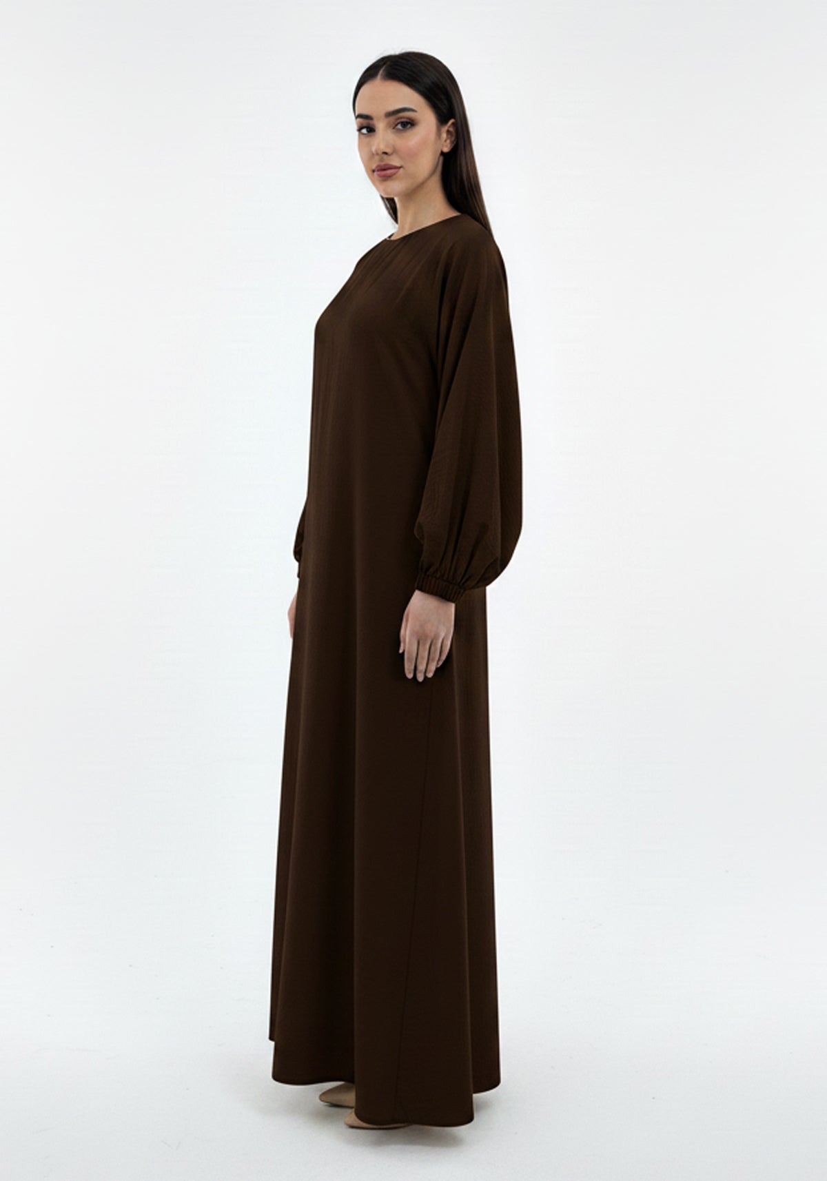 Lightweight Brown Harir Maqsood Prayer Abaya