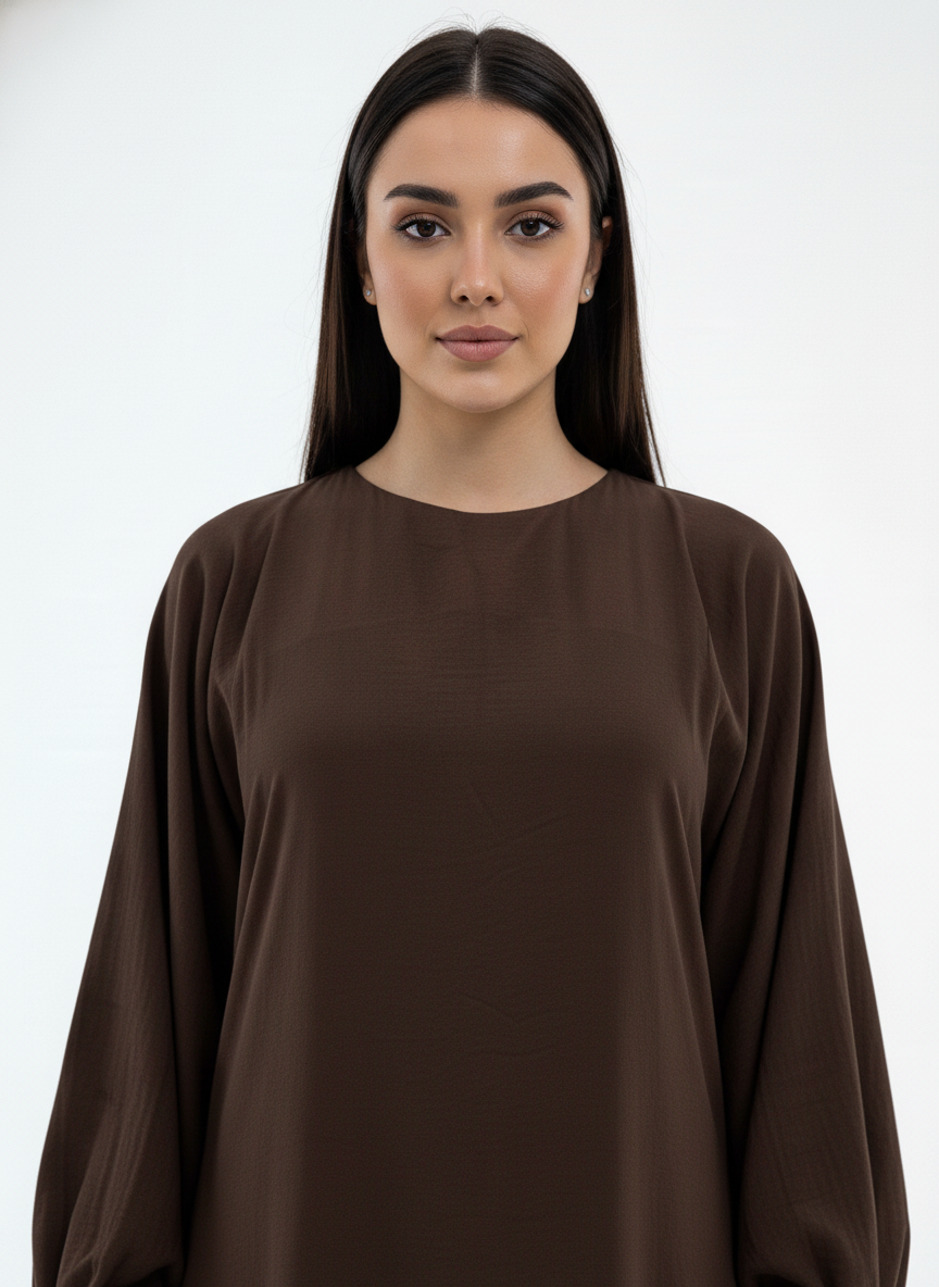 Lightweight Brown Harir Maqsood Prayer Abaya