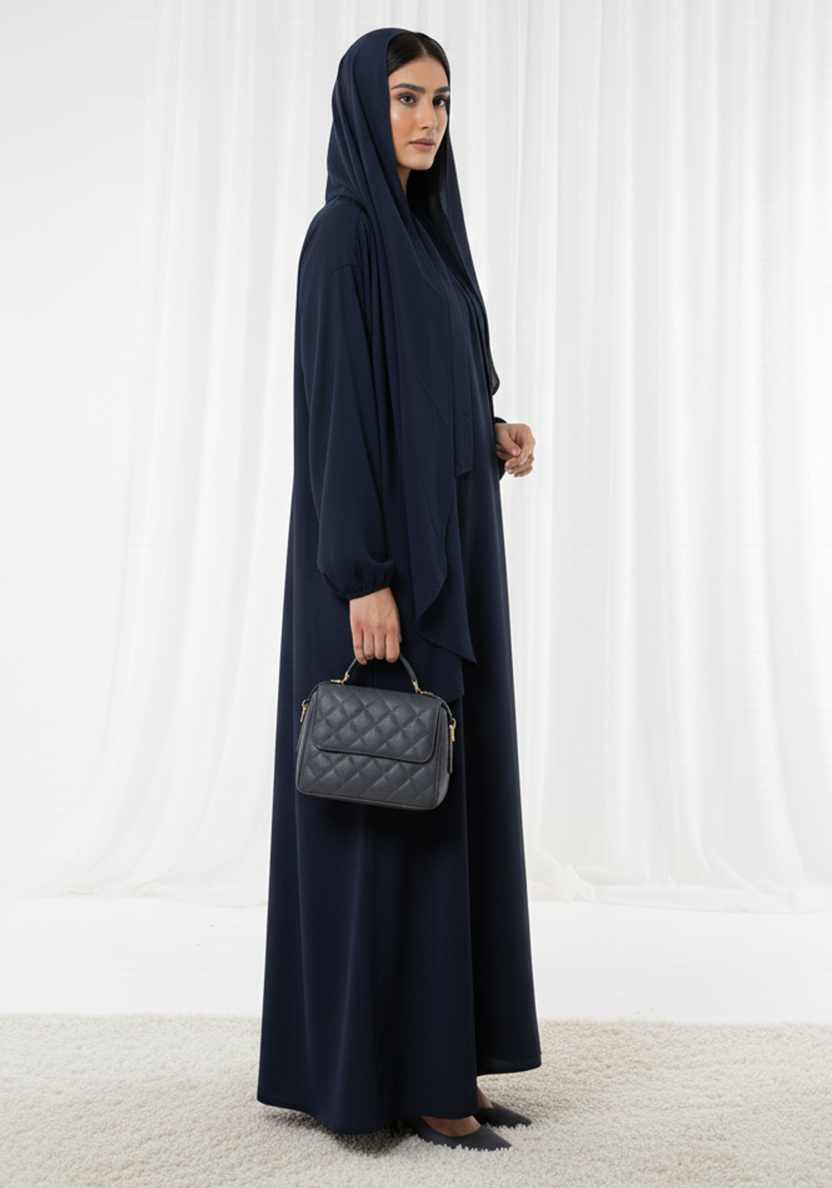 Lightweight Navy Harir Maqsood Prayer Abaya