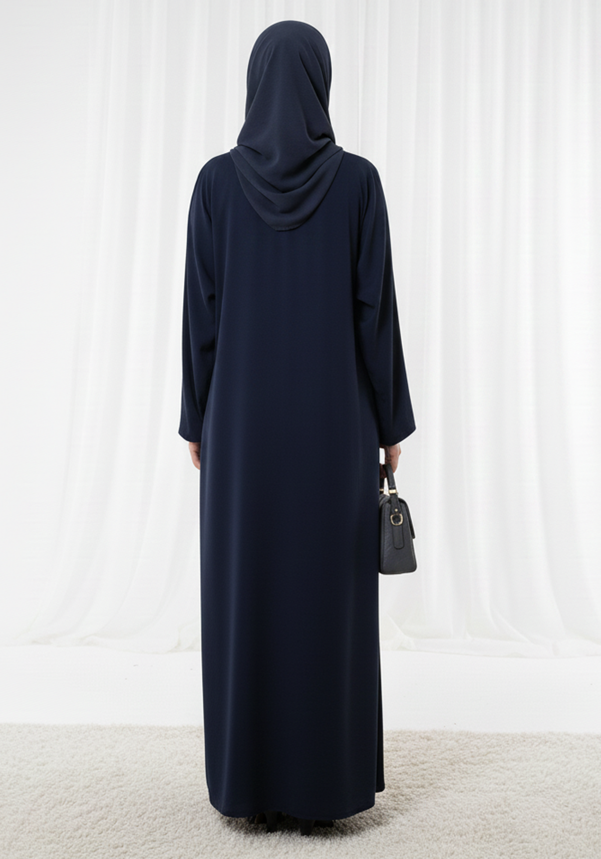 Lightweight Navy Harir Maqsood Prayer Abaya