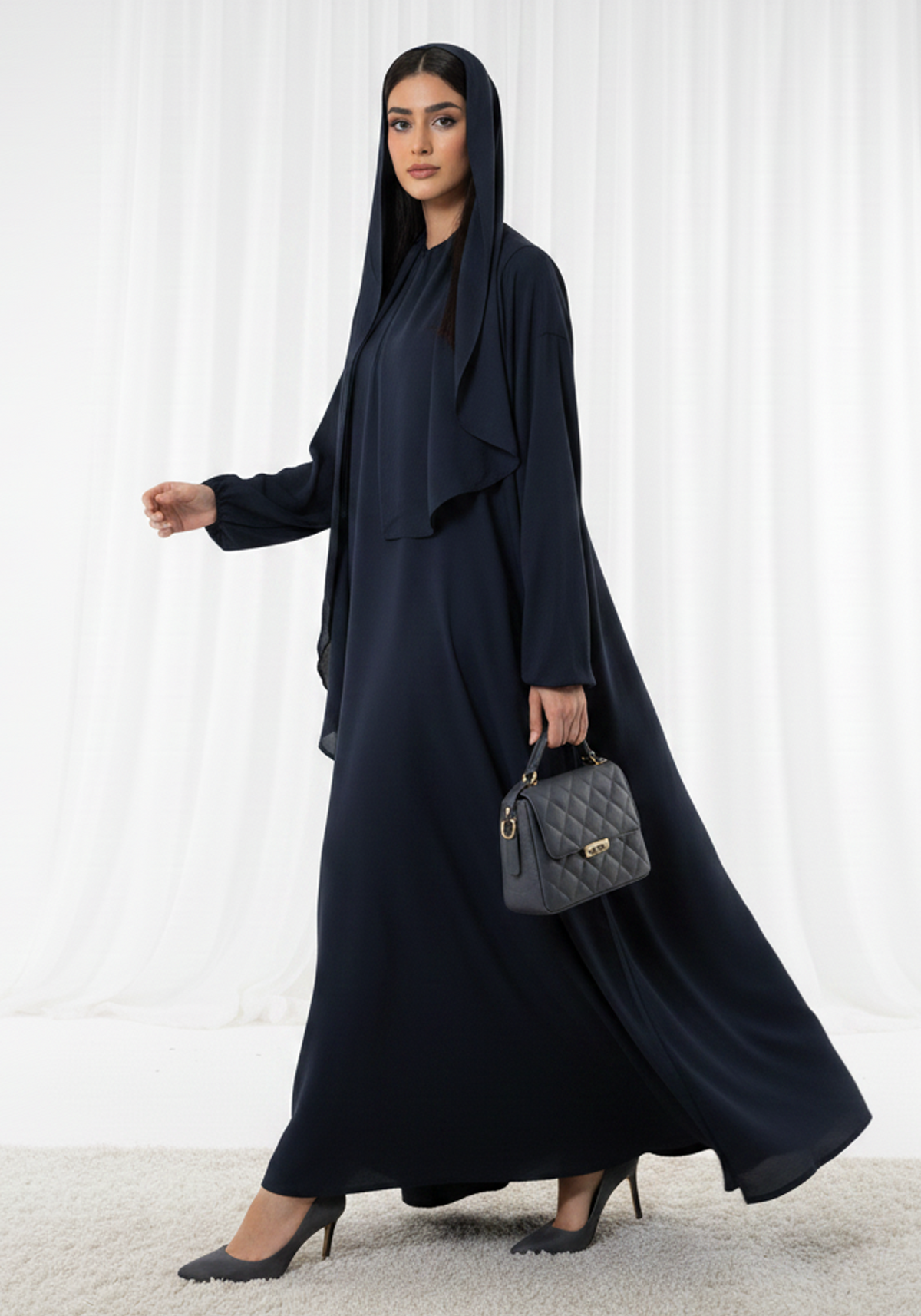 Lightweight Navy Harir Maqsood Prayer Abaya