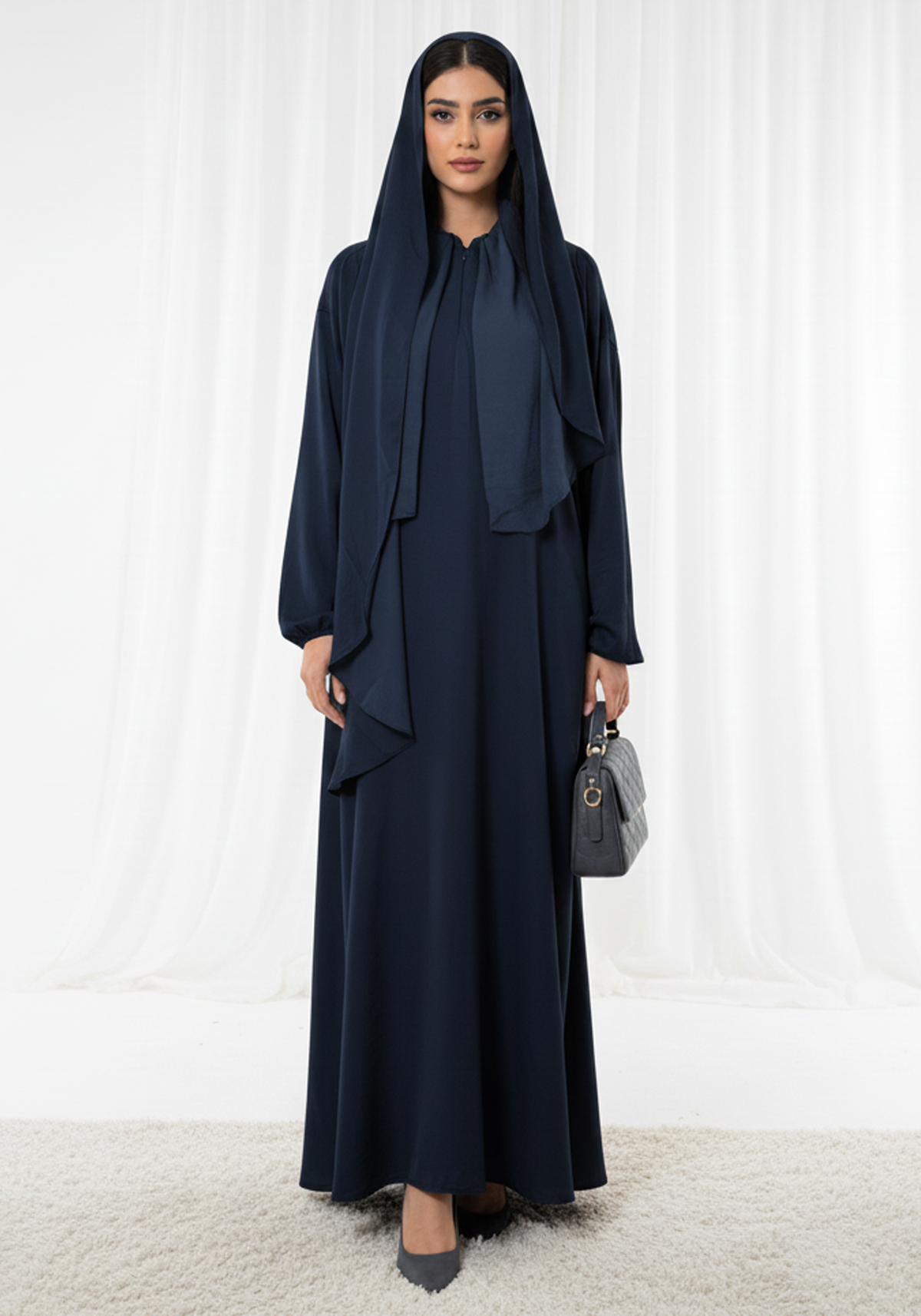 Lightweight Navy Harir Maqsood Prayer Abaya