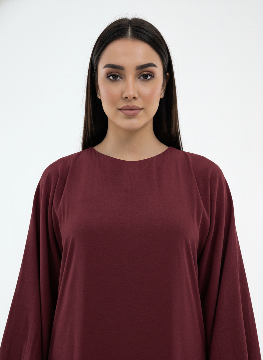 Lightweight Maroon Harir Maqsood Prayer Abaya