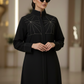 Bold And Modern Midnight Black Cobra Crepe Abaya Mandarin Collar Edition