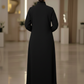 Bold And Modern Midnight Black Cobra Crepe Abaya Mandarin Collar Edition