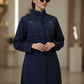 Bold And Modern Blue Cobra Crepe Abaya Mandarin Collar Edition