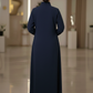 Bold And Modern Blue Cobra Crepe Abaya Mandarin Collar Edition