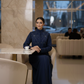 Bold And Modern Blue Cobra Crepe Abaya Mandarin Collar Edition
