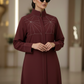 Bold And Modern Maroon Cobra Crepe Abaya Mandarin Collar Edition