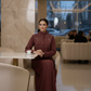 Bold And Modern Maroon Cobra Crepe Abaya Mandarin Collar Edition