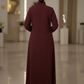 Bold And Modern Maroon Cobra Crepe Abaya Mandarin Collar Edition