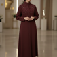Bold And Modern Maroon Cobra Crepe Abaya Mandarin Collar Edition