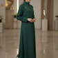 Bold And Modern Green Cobra Crepe Abaya Mandarin Collar Edition