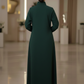 Bold And Modern Green Cobra Crepe Abaya Mandarin Collar Edition