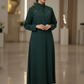 Bold And Modern Green Cobra Crepe Abaya Mandarin Collar Edition