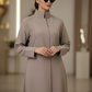 Bold And Modern Nude Cobra Crepe Abaya Mandarin Collar Edition