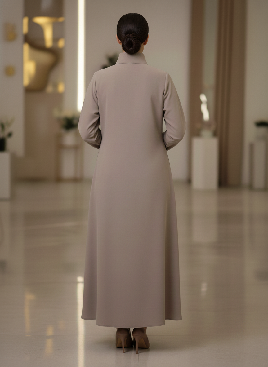 Bold And Modern Nude Cobra Crepe Abaya Mandarin Collar Edition
