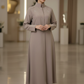 Bold And Modern Nude Cobra Crepe Abaya Mandarin Collar Edition