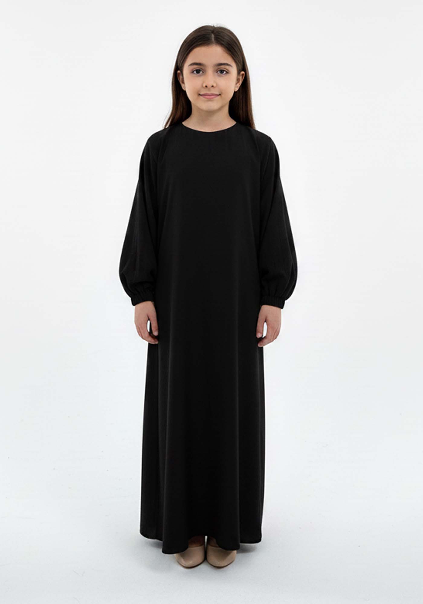 Kids Harir Maqsood Prayer Abaya I Black