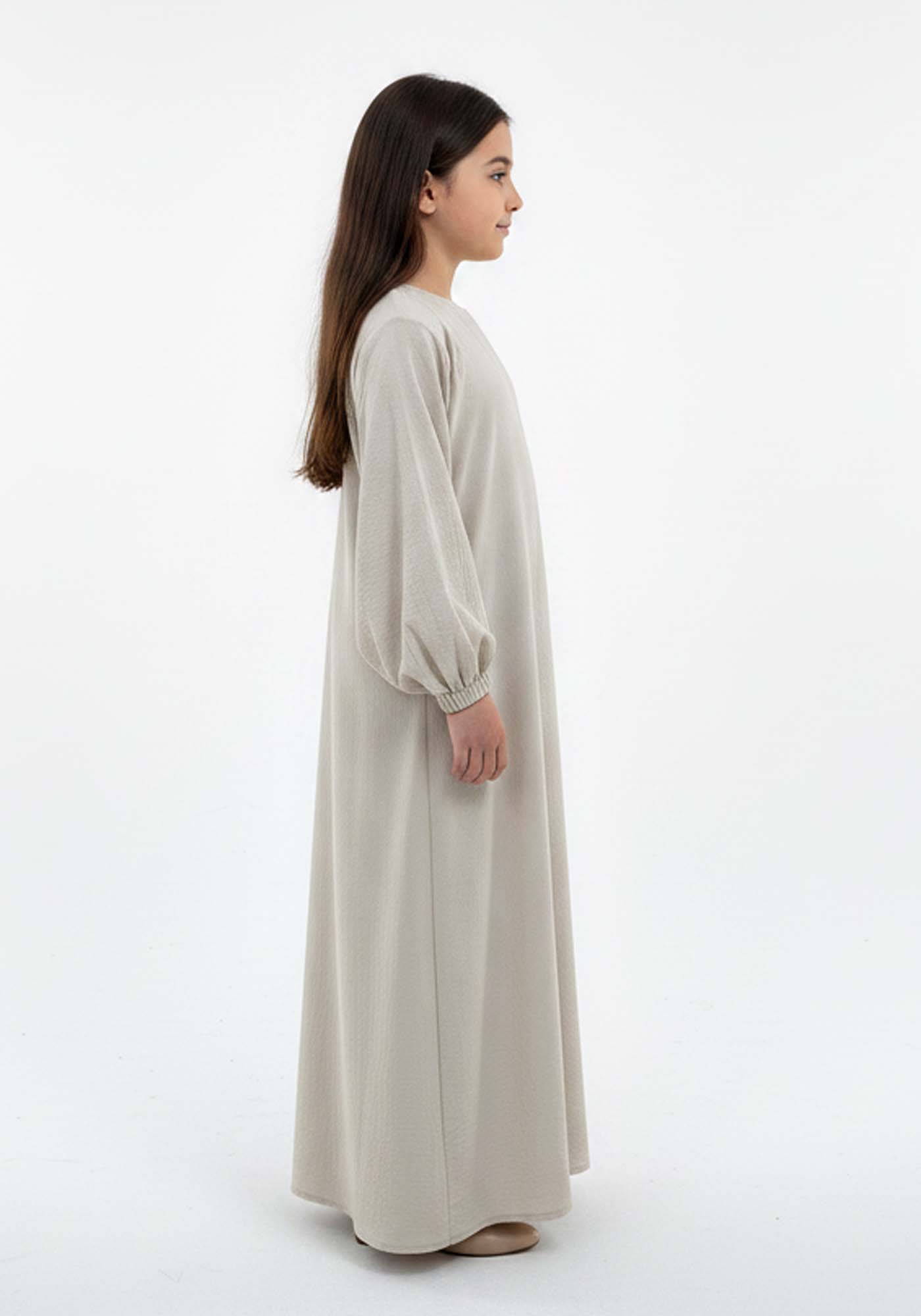 Kids Harir Maqsood Prayer Abaya I Beige