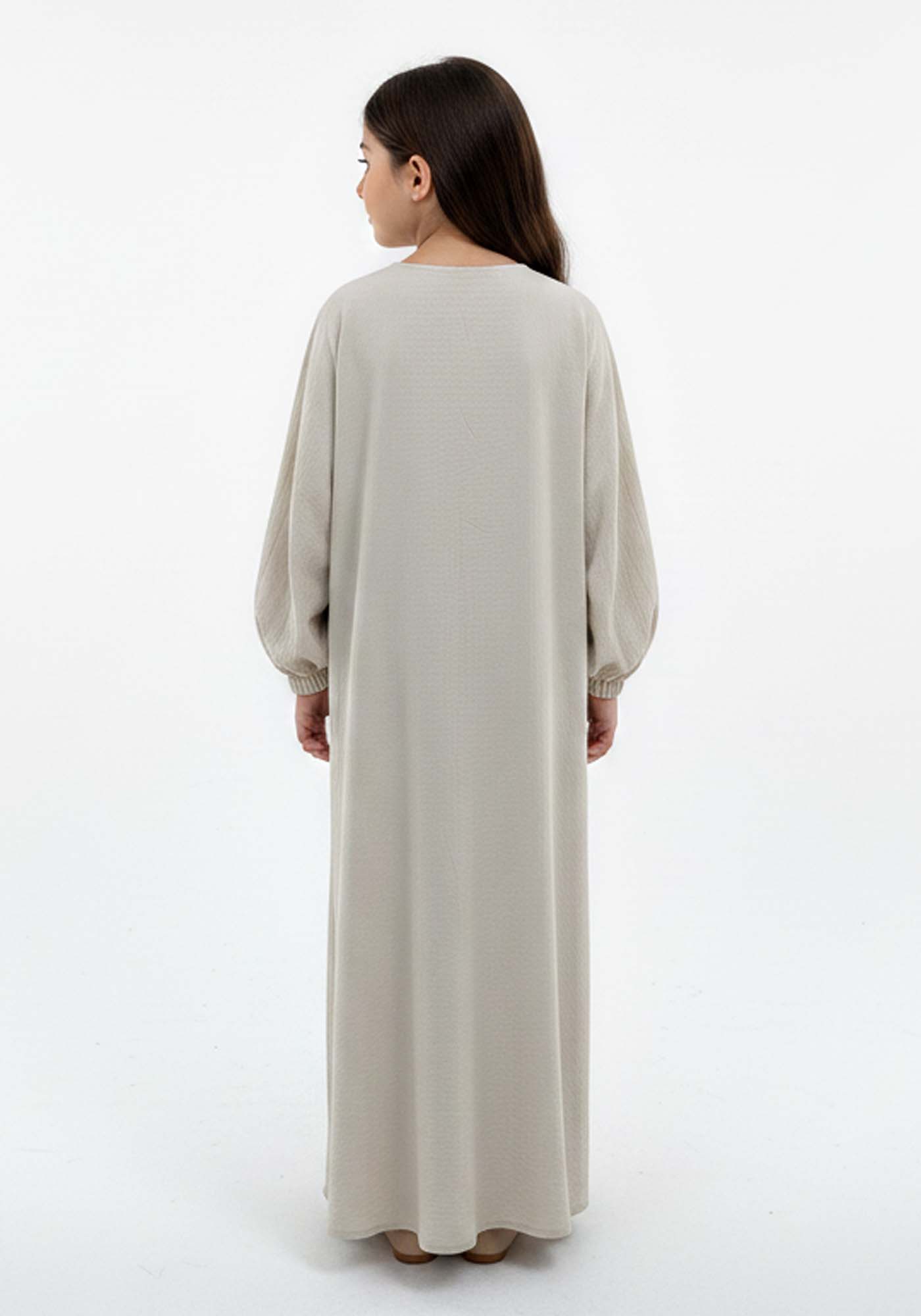 Kids Harir Maqsood Prayer Abaya I Beige