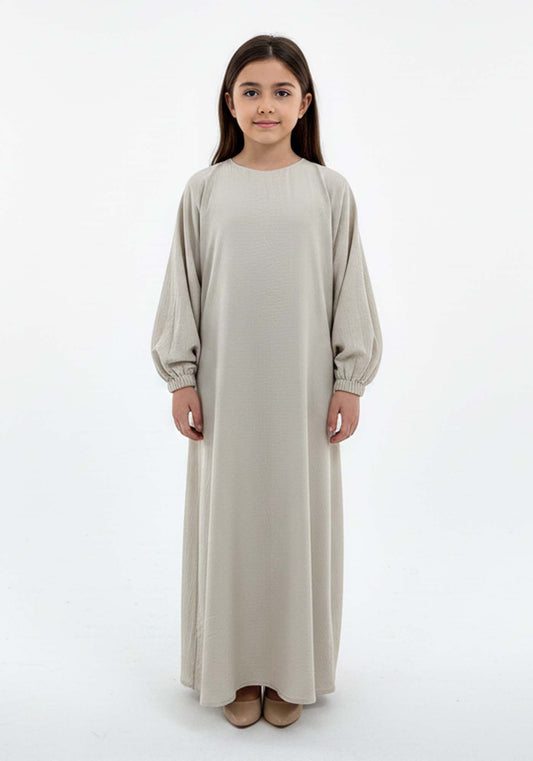 Kids Harir Maqsood Prayer Abaya I Beige