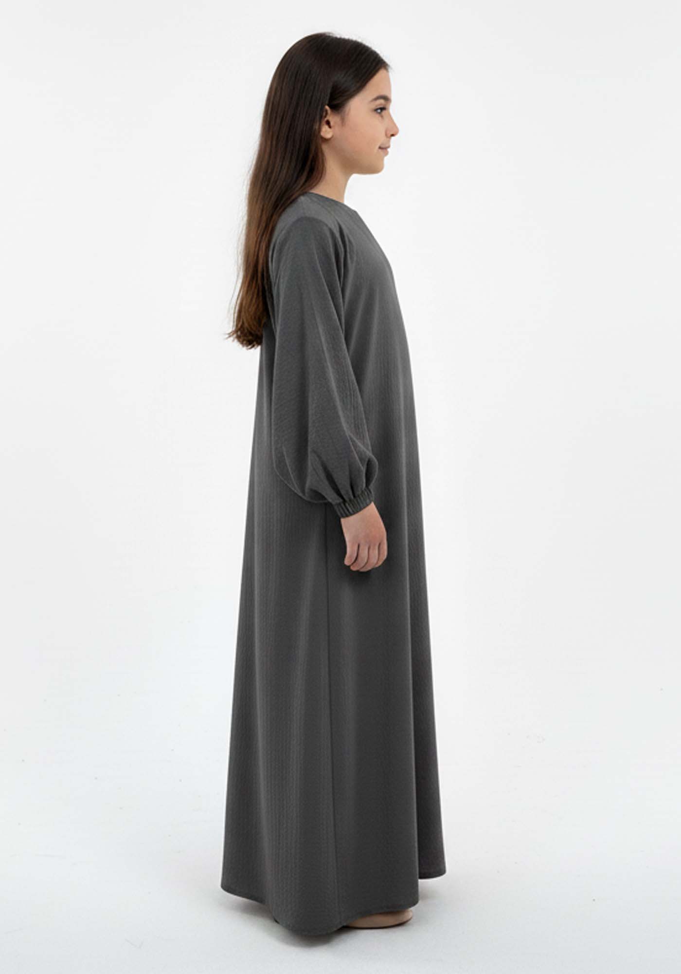 Kids Harir Maqsood Prayer Abaya I Grey