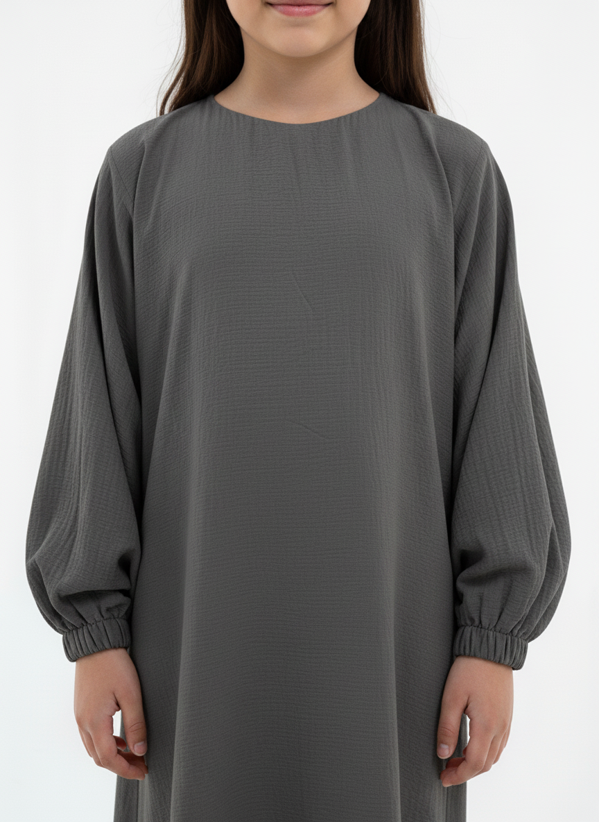 Kids Harir Maqsood Prayer Abaya I Grey