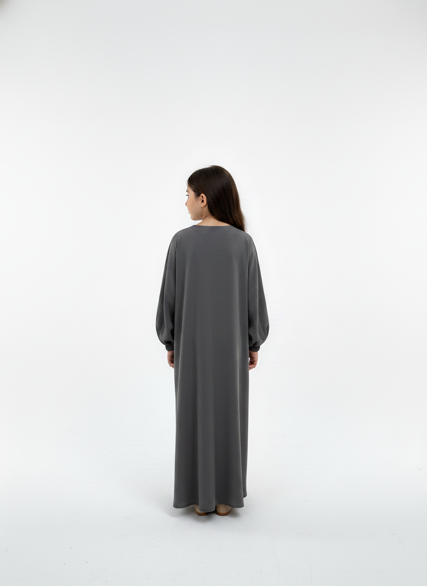 Kids Harir Maqsood Prayer Abaya I Grey