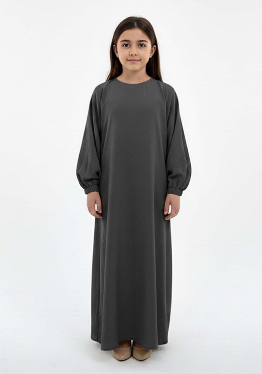 Kids Harir Maqsood Prayer Abaya I Grey