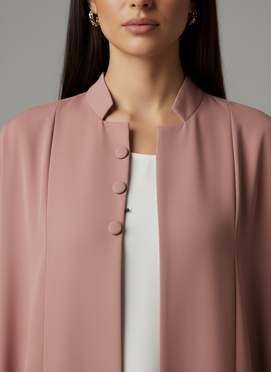 Signature Korean Nida Open Abaya I Minimalist High-Neck Design