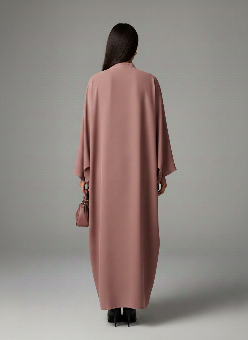 Signature Korean Nida Open Abaya I Minimalist High-Neck Design