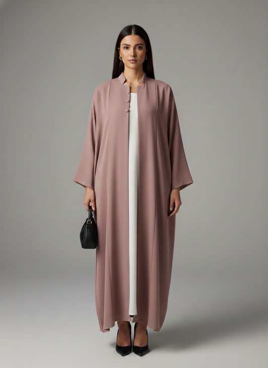 Signature Korean Nida Open Abaya I Minimalist High-Neck Design