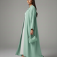 Signature Korean Nida Sage Green Open Abaya Minimalist High-Neck Design