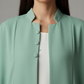 Signature Korean Nida Sage Green Open Abaya Minimalist High-Neck Design