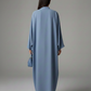 Signature Korean Nida Dusty Blue Open Abaya Minimalist High-Neck Design