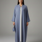 Signature Korean Nida Dusty Blue Open Abaya Minimalist High-Neck Design