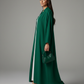 Signature Korean Nida Forest Green Open Abaya Minimalist High-Neck Design