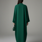 Signature Korean Nida Forest Green Open Abaya Minimalist High-Neck Design
