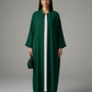 Signature Korean Nida Forest Green Open Abaya Minimalist High-Neck Design