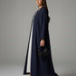 Signature Korean Nida Blue Open Abaya Minimalist High-Neck Design