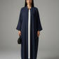 Signature Korean Nida Blue Open Abaya Minimalist High-Neck Design