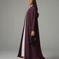 Signature Korean Nida Deep Plum Open Abaya Minimalist High-Neck Design