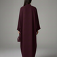 Signature Korean Nida Deep Plum Open Abaya Minimalist High-Neck Design