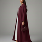 Signature Korean Nida Maroon Open Abaya Minimalist High-Neck Design