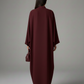 Signature Korean Nida Maroon Open Abaya Minimalist High-Neck Design