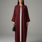 Signature Korean Nida Maroon Open Abaya Minimalist High-Neck Design
