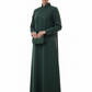 Geometric Panelled Design Green Abaya with Plain Chiffon Headscarf