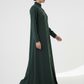 Geometric Panelled Design Green Abaya with Plain Chiffon Headscarf